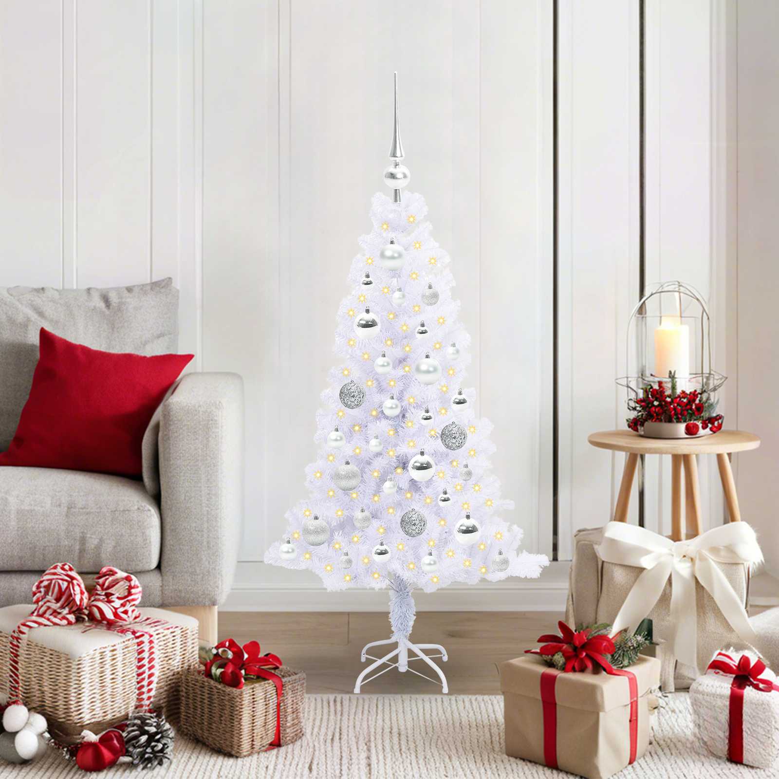 vidaXL Artificial Christmas Tree with Stand White 120 cm PVC and Steel 1