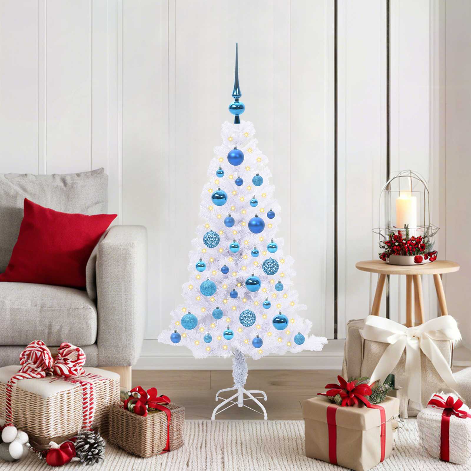 vidaXL Artificial Christmas Tree with Stand White 120 cm PVC and Steel 1