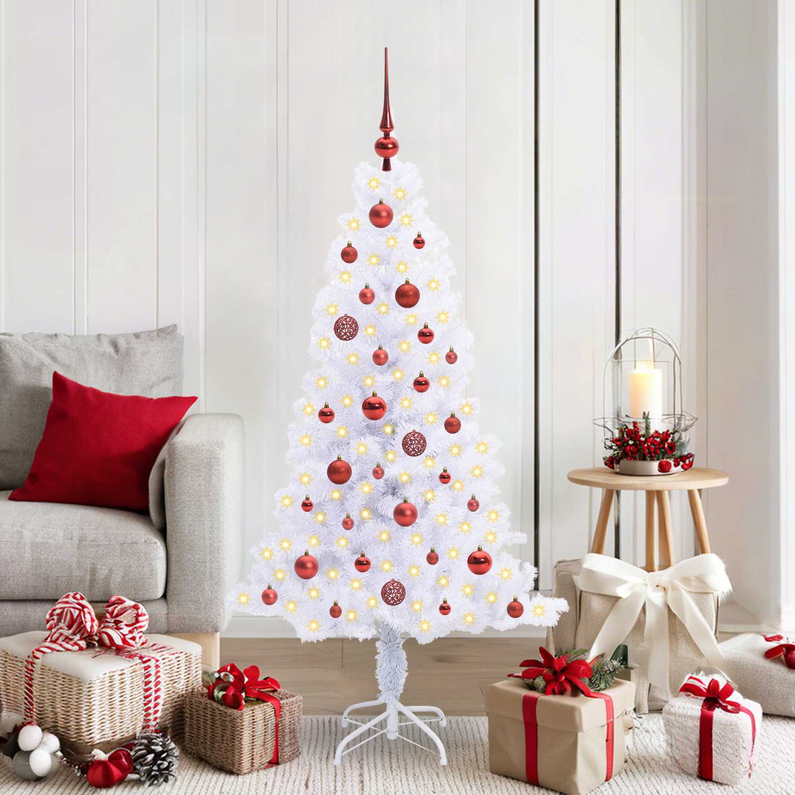 vidaXL Artificial Christmas Tree with Stand White 150 cm PVC and Steel 1
