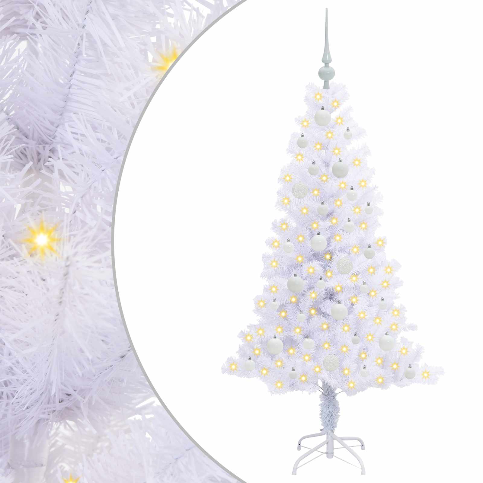vidaXL Artificial Christmas Tree with Stand White 150 cm PVC and Steel 2