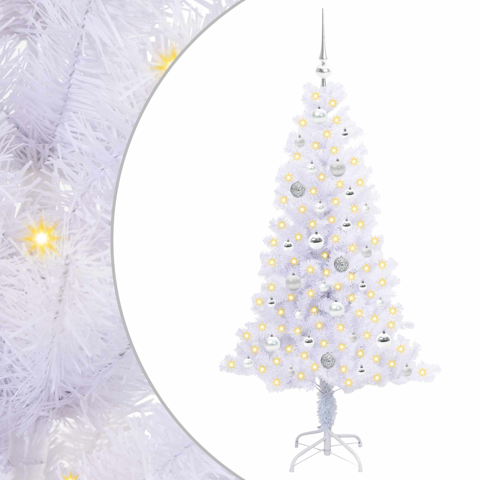 vidaXL Artificial Christmas Tree with Stand White 150 cm PVC and Steel 2