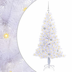 vidaXL Artificial Christmas Tree with Stand White 150 cm PVC and Steel 2