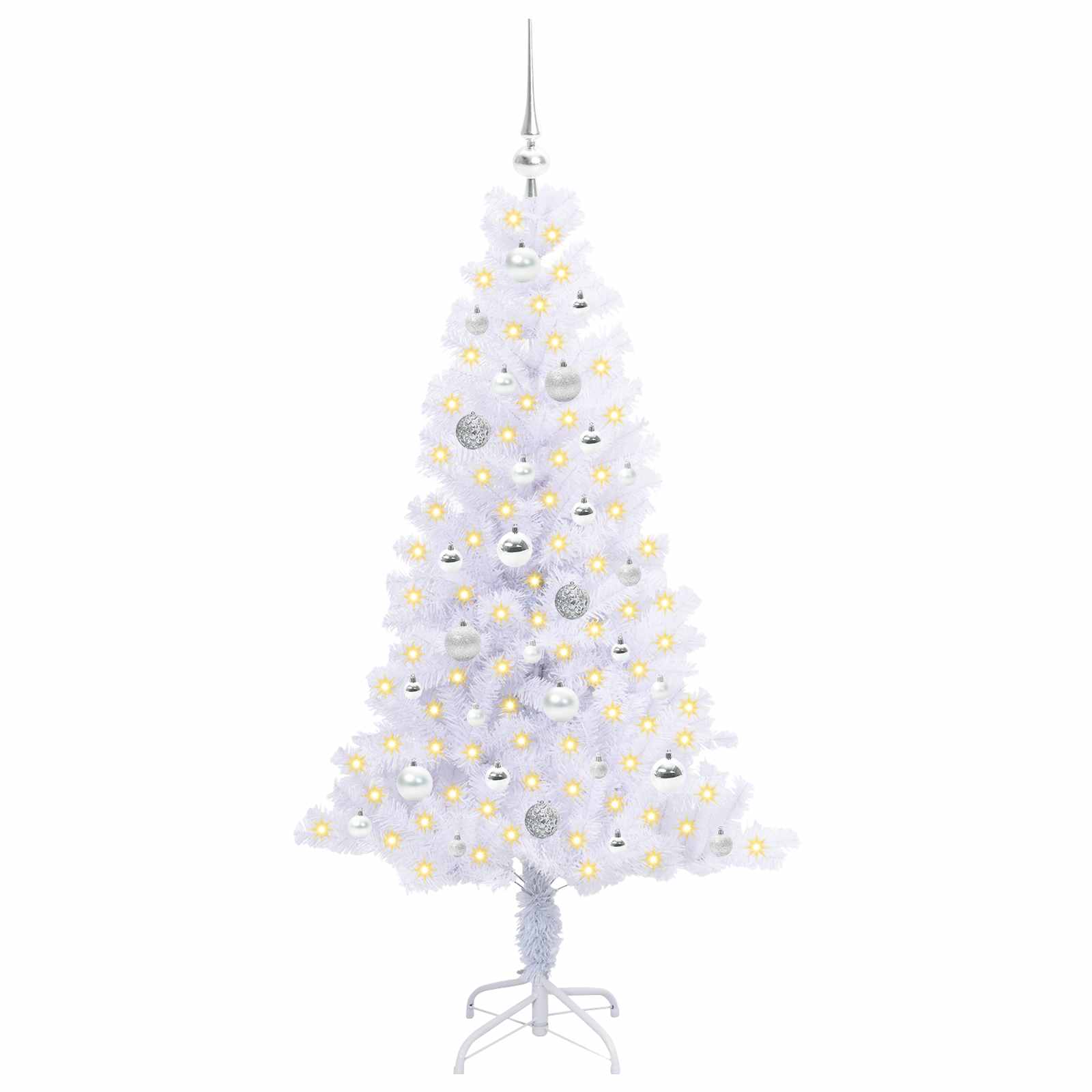 vidaXL Artificial Christmas Tree with Stand White 150 cm PVC and Steel 3