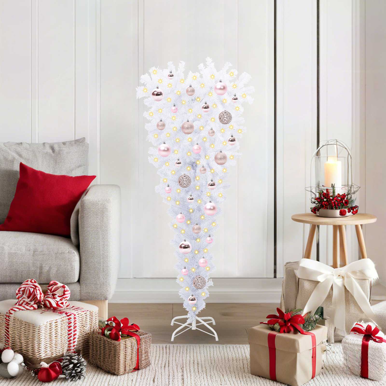vidaXL Artificial Christmas Tree with Stand White 120 cm PVC and Steel 1