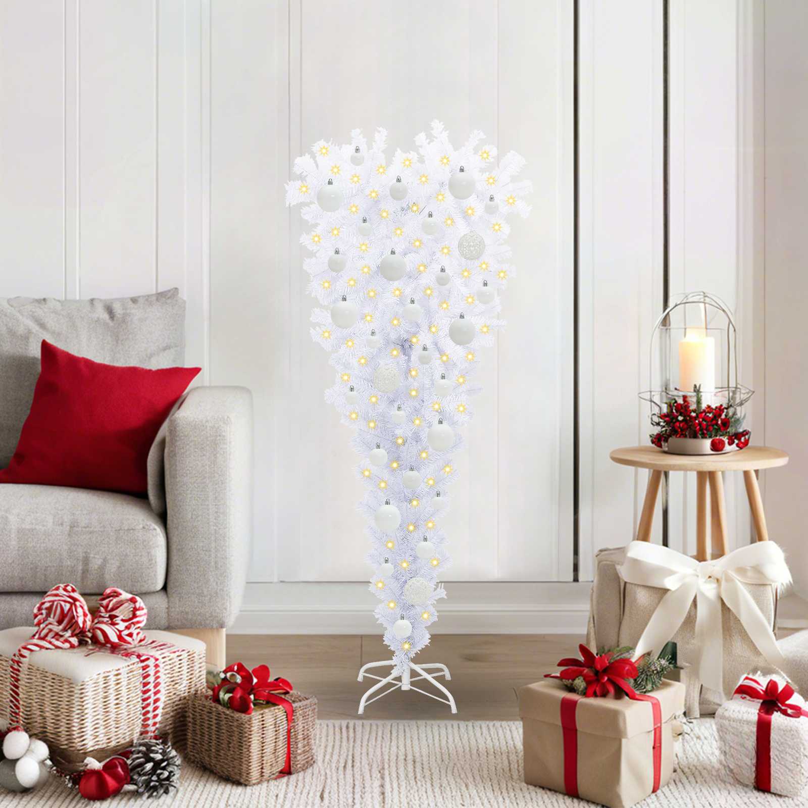 vidaXL Artificial Christmas Tree with Stand White 120 cm PVC and Steel 1