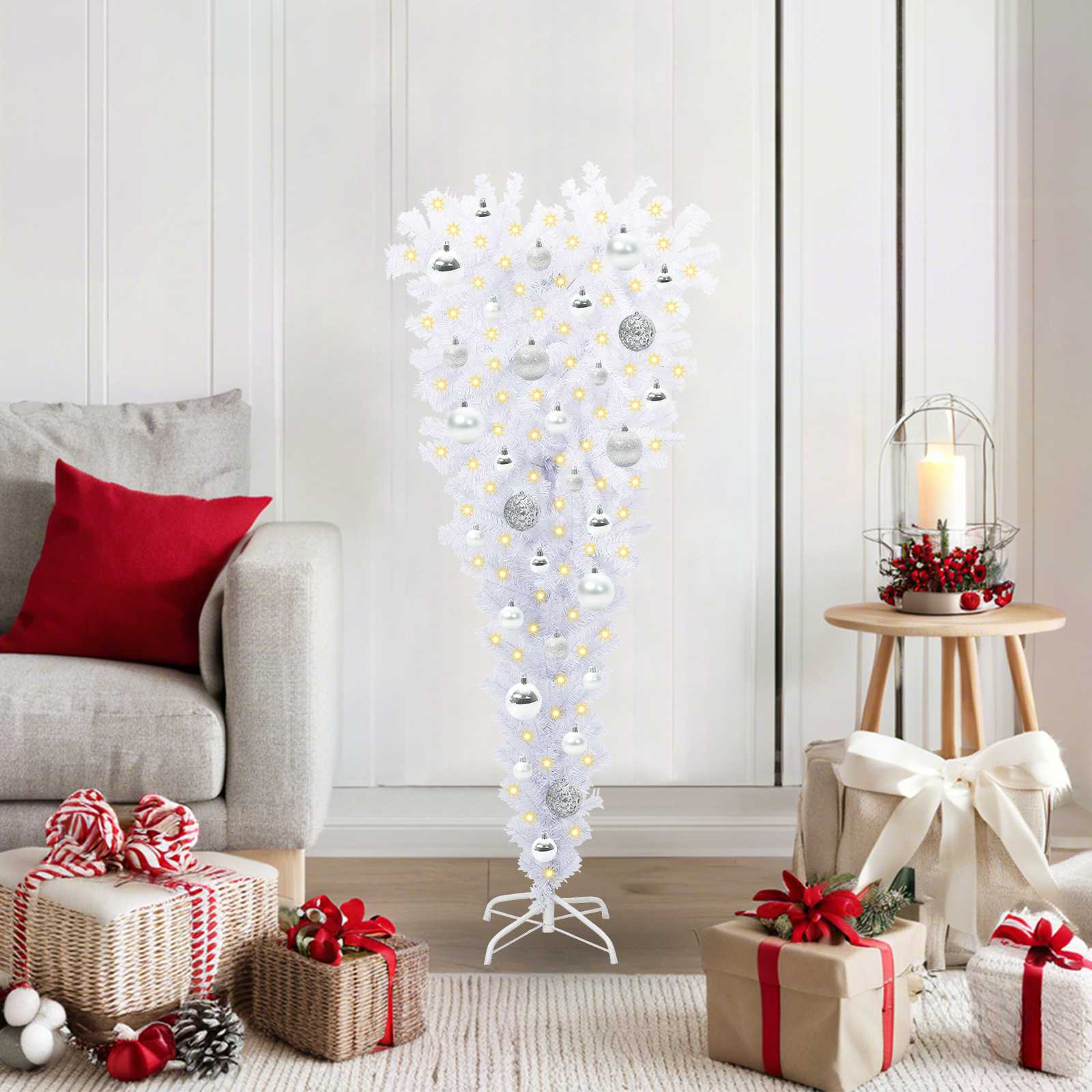 vidaXL Artificial Christmas Tree with Stand White 120 cm PVC and Steel 1