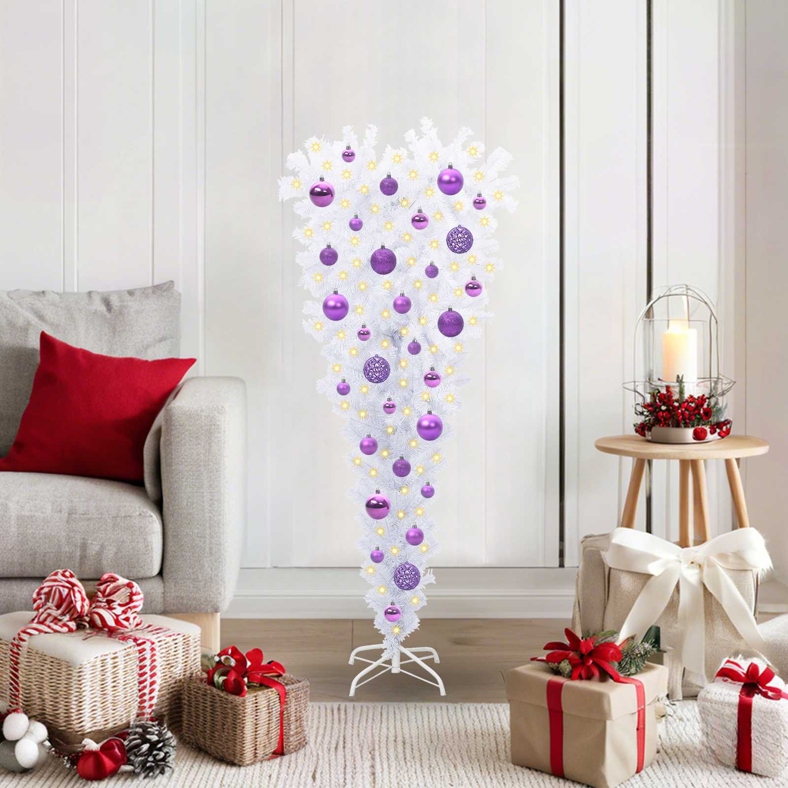 vidaXL Artificial Christmas Tree with Stand White 120 cm PVC and Steel 1