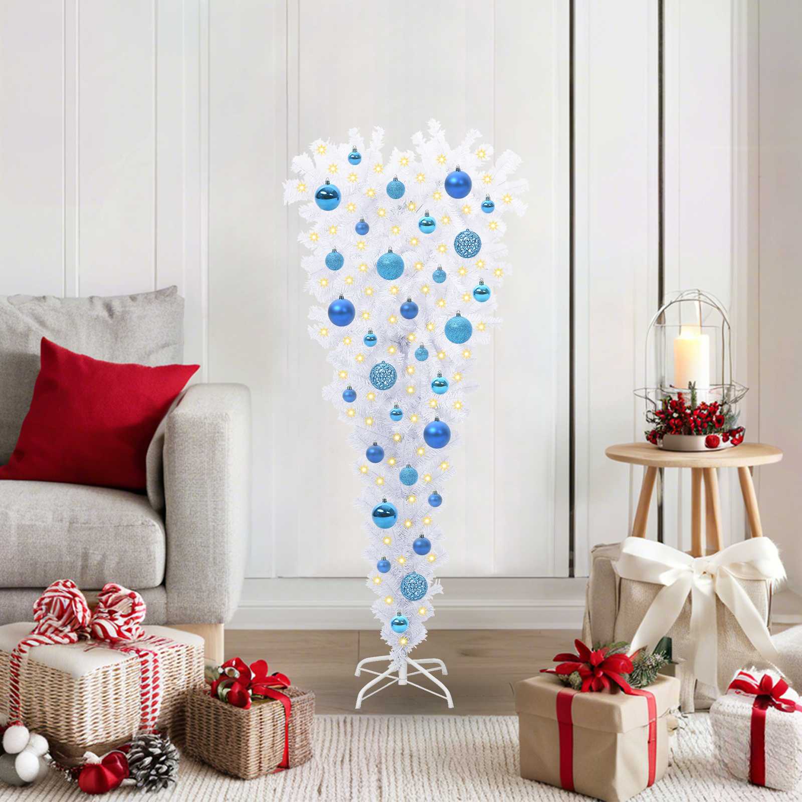 vidaXL Artificial Christmas Tree with Stand White 120 cm PVC and Steel 1