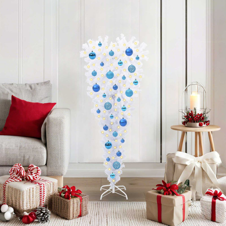 vidaXL Artificial Christmas Tree with Stand White 120 cm PVC and Steel 1