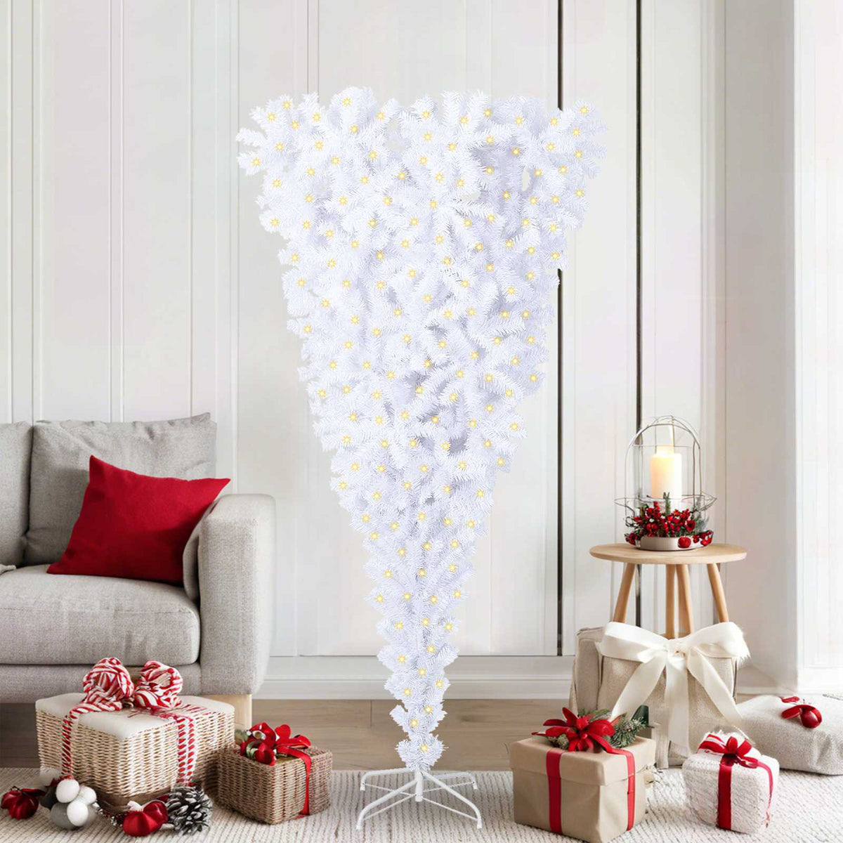 Artificial Christmas Tree with Stand White PVC and Steel 180 cm