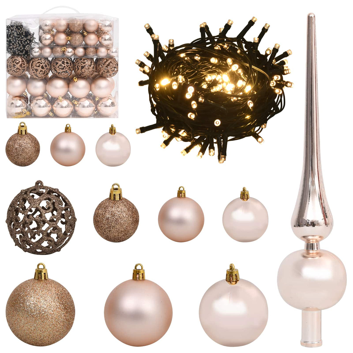 Artificial Christmas Tree with Stand White PVC and Steel Rose and gold 180 cm