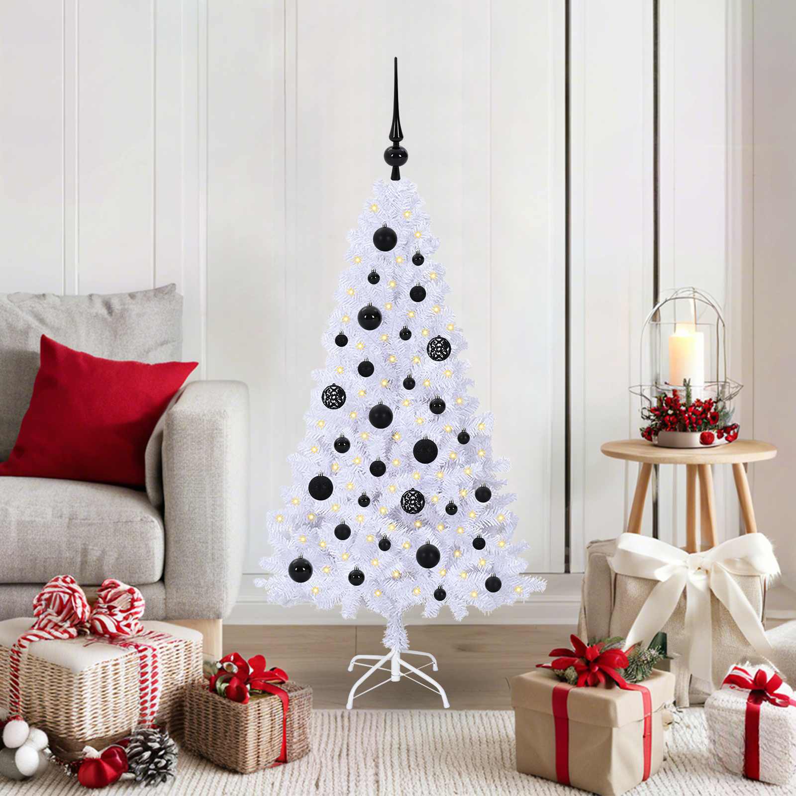 vidaXL Artificial Christmas Tree White 120 cm PVC and Steel 1