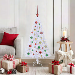 vidaXL Artificial Christmas Tree White PVC and Steel