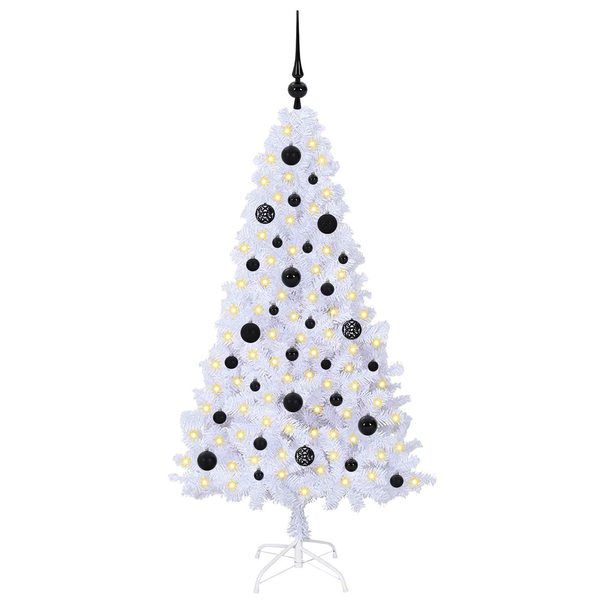 Artificial Christmas Tree White PVC and Steel Black 150 cm