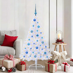 Artificial Christmas Tree with Stand White PVC and Steel Blue 150 cm