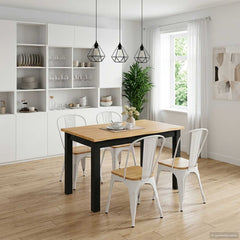 VidaXL Dining Table EKAI Black 112 x 70 x 76.5 cm Solid Pine Wood 1