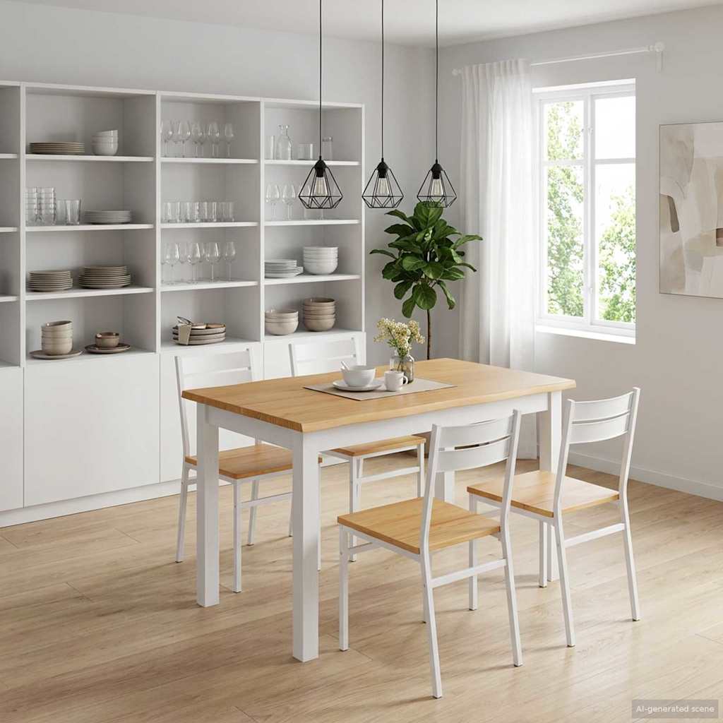 VidaXL Dining Table EKAI White 112 x 70 x 76.5 cm Solid Pine Wood 1