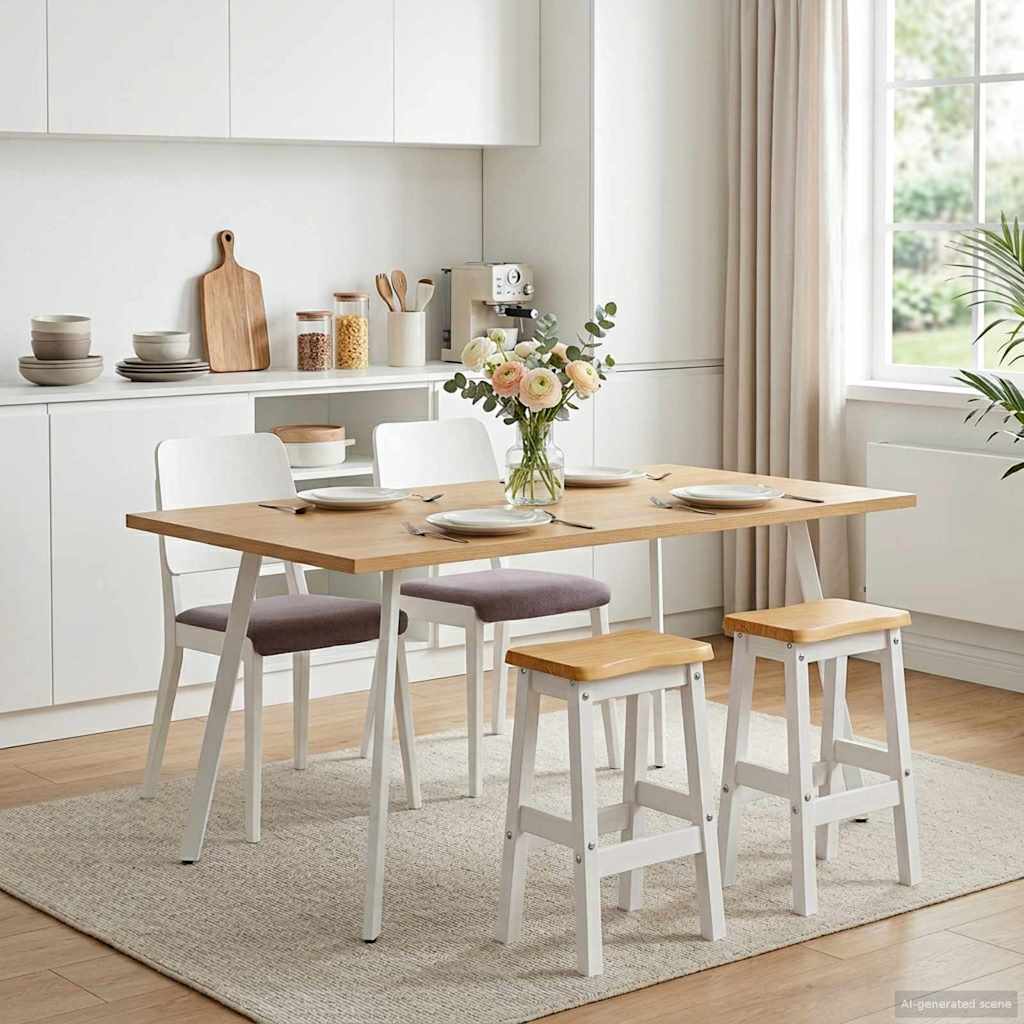 vidaXL High Bar Stool EKAI 2 pcs White 40 x 29 x 63 cm Solid Pine Wood 1