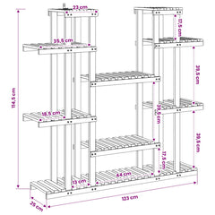 vidaXL Plant Stand Natural 123 x 25 x 114.5 cm Solid Acacia Wood 6