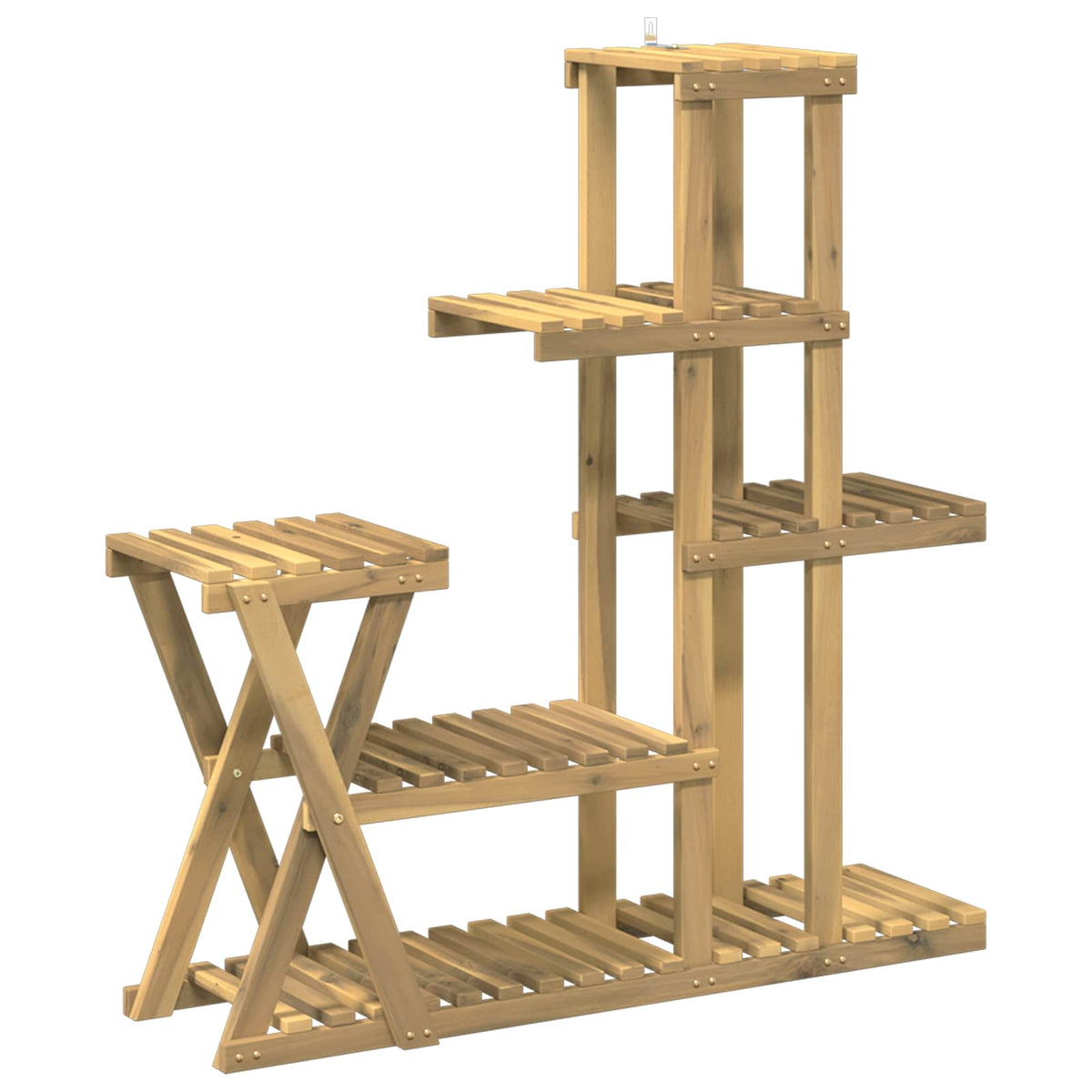 Plant Stand Solid Acacia Wood Whitewash Depth 25 cm 95 cm 101.5 cm 5-Tier
