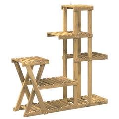 Plant Stand Solid Acacia Wood Whitewash Depth 25 cm 95 cm 101.5 cm 5-Tier