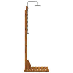 Outdoor Shower 225 cm Solid Acacia Wood and Stainless Steel Natural