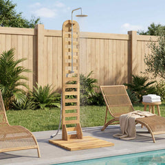 Outdoor Shower 225 cm Solid Acacia Wood and Stainless Steel Whitewash