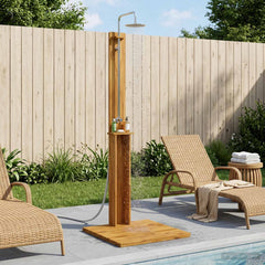 Outdoor Shower 217 cm Solid Acacia Wood and Stainless Steel Natural 75 cm 217 cm 74 cm