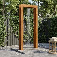 Outdoor Shower 226 cm Solid Acacia Wood and Stainless Steel Natural 99 x 23 x 226 cm
