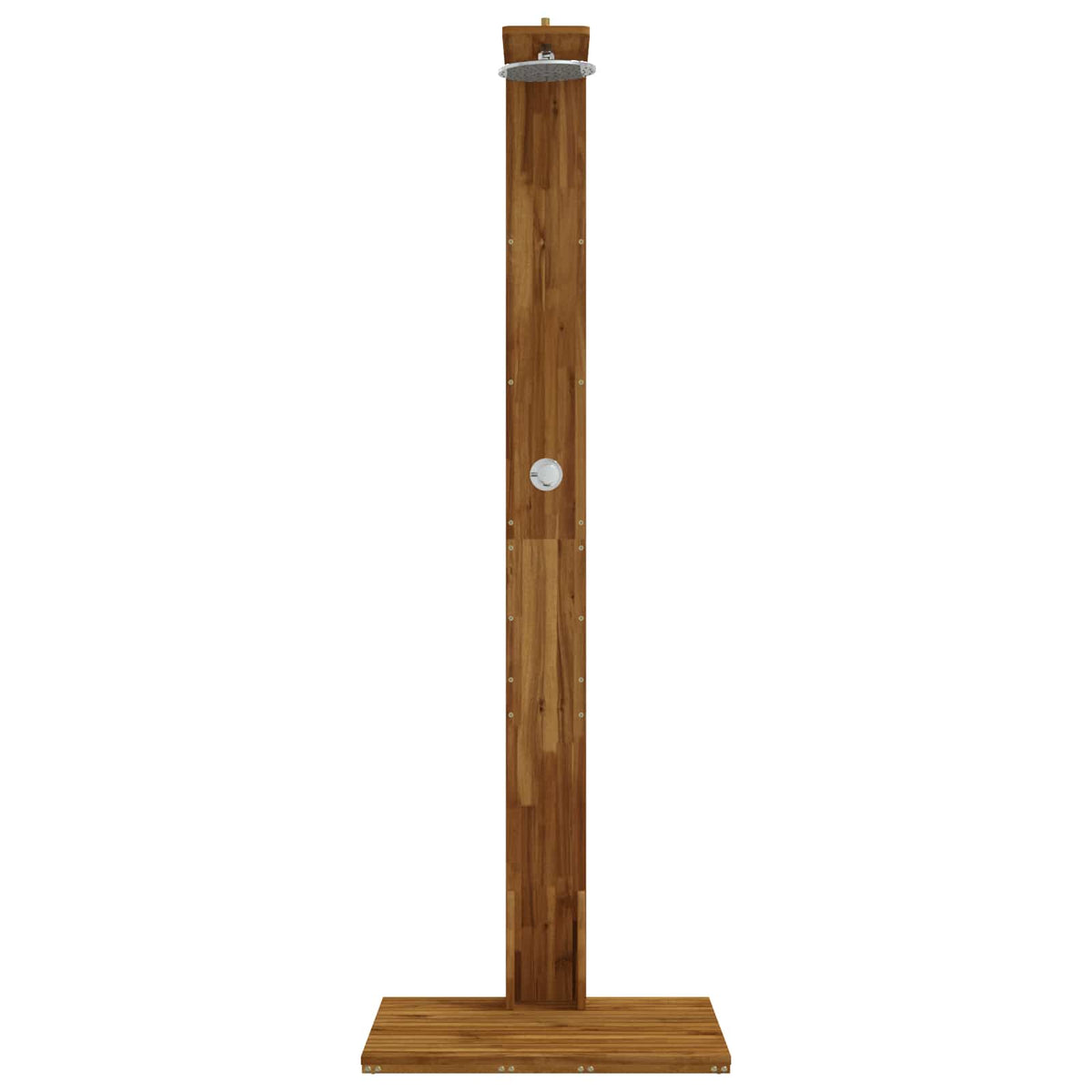 Outdoor Shower 219 cm Solid Acacia Wood and Stainless Steel Natural