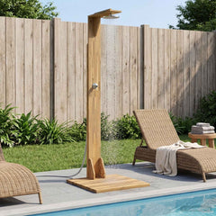 Outdoor Shower 219 cm Solid Acacia Wood and Stainless Steel Whitewash