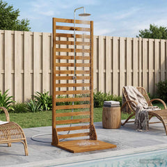 Outdoor Shower 205.5 cm Solid Acacia Wood and Stainless Steel Natural