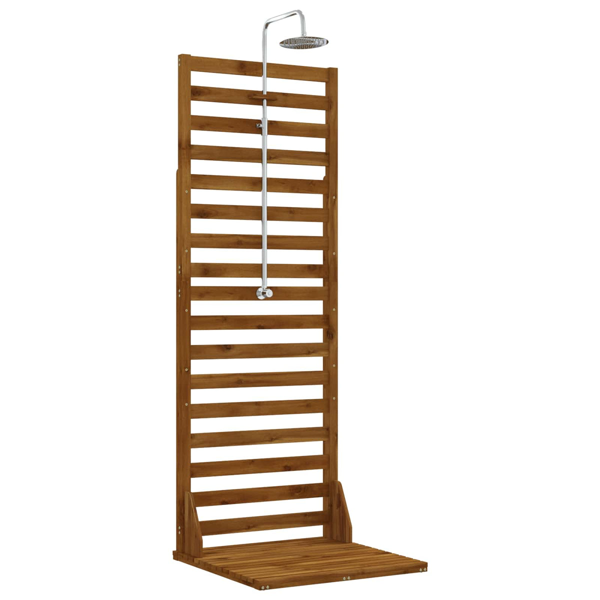 Outdoor Shower 205.5 cm Solid Acacia Wood and Stainless Steel Natural