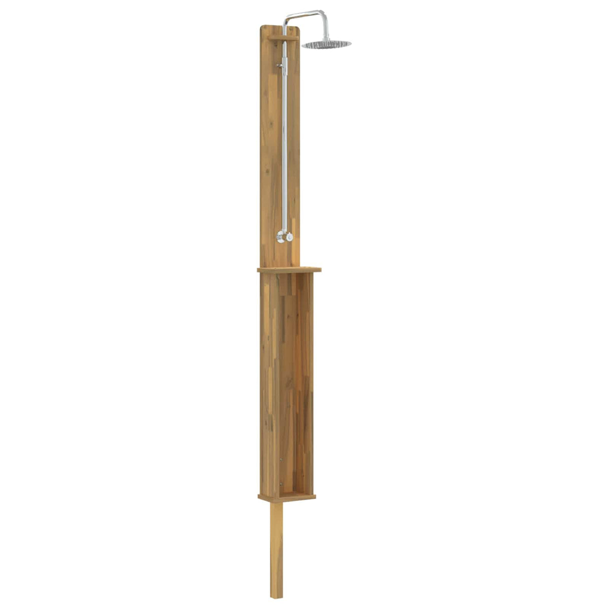 Outdoor Shower 217 cm Solid Acacia Wood and Stainless Steel Whitewash 24 cm 257 cm 51 cm