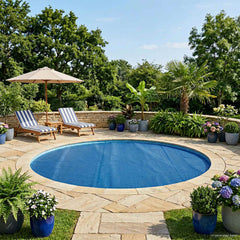 vidaXL Solar Pool Cover Heavy Quality Ø 381 cm 200 μm Round PE Blue 1
