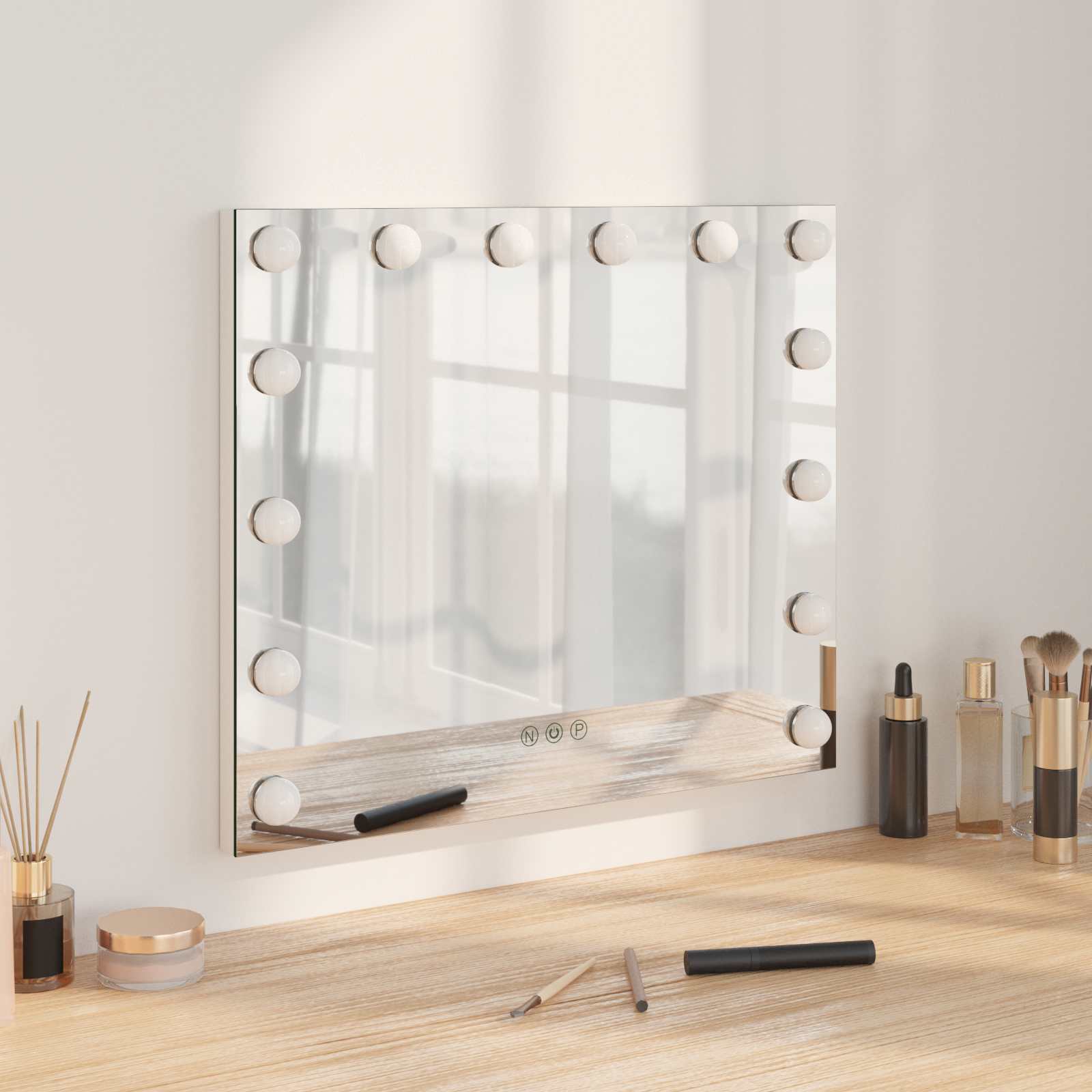 vidaXL LED Vanity Mirror White 50 x 10 x 44 cm Glass and Steel 1