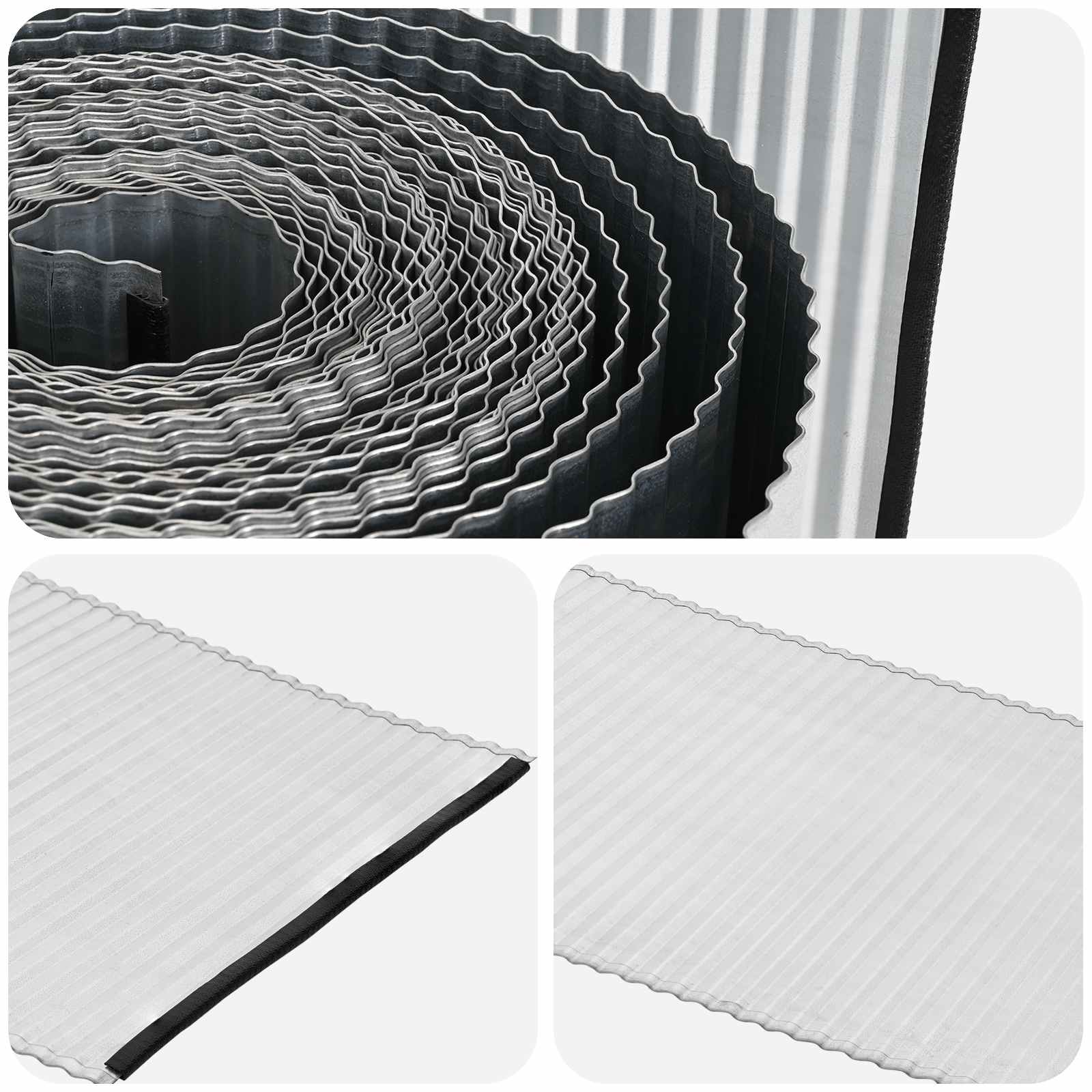 vidaxl Lawn Edging 10 m x 30 cm Galvanised Steel Silver 5