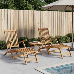 Folding Deck Natural Solid Teak Wood 2x chair+ folding table
