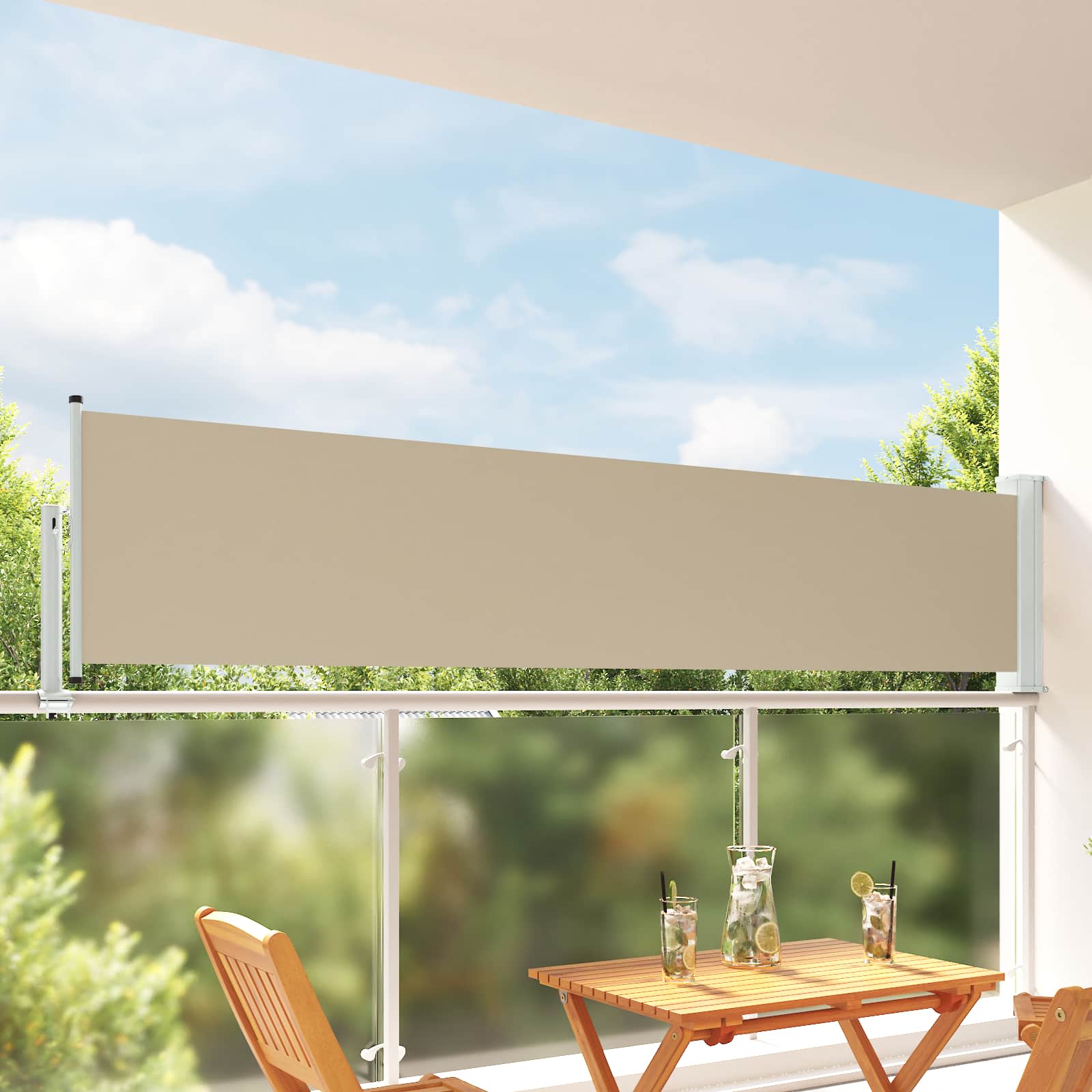 vidaXL Side Awning 80 x 300 cm 100% polyester iron steel Rectangular 1