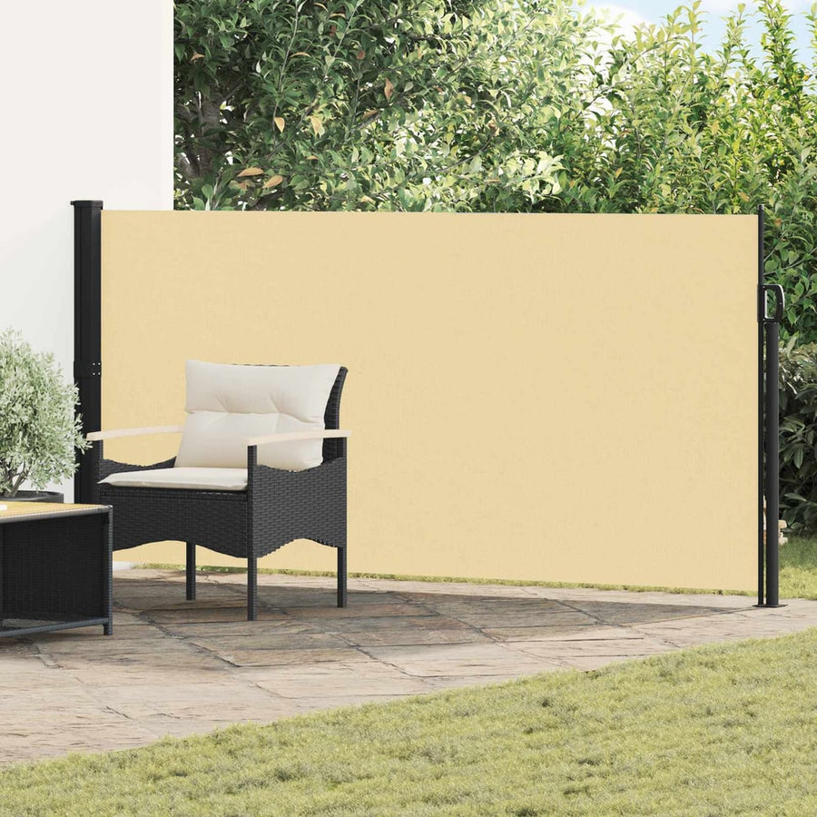 vidaXL Retractable Side Awning 117 x 300 cm Polyester Rectangular Sand 1