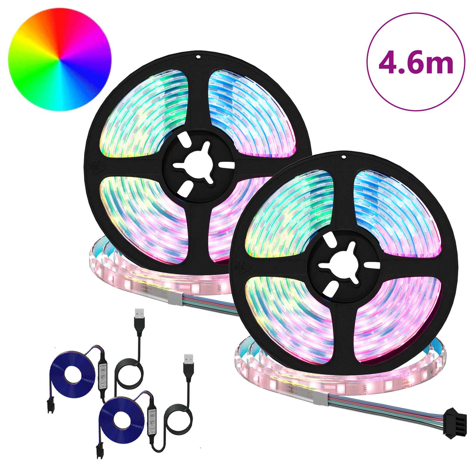 vidaXL LED Strip 2 pcs Black and Transparent Copper and Plastic 2