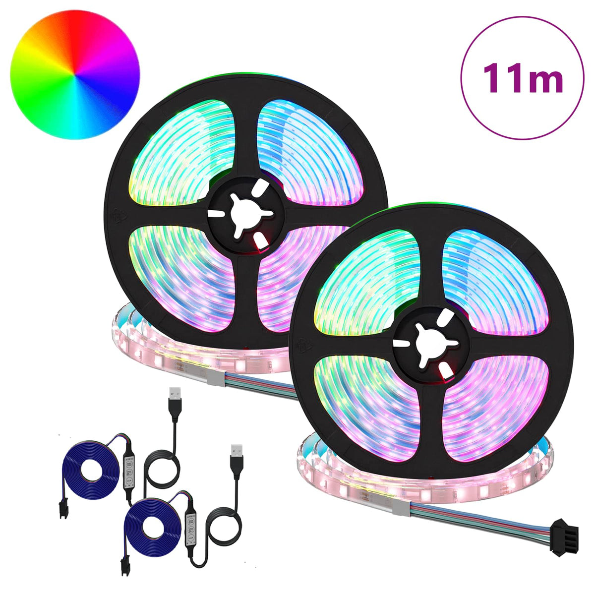 vidaXL LED Strip 2 pcs Black and Transparent Copper and Plastic 2