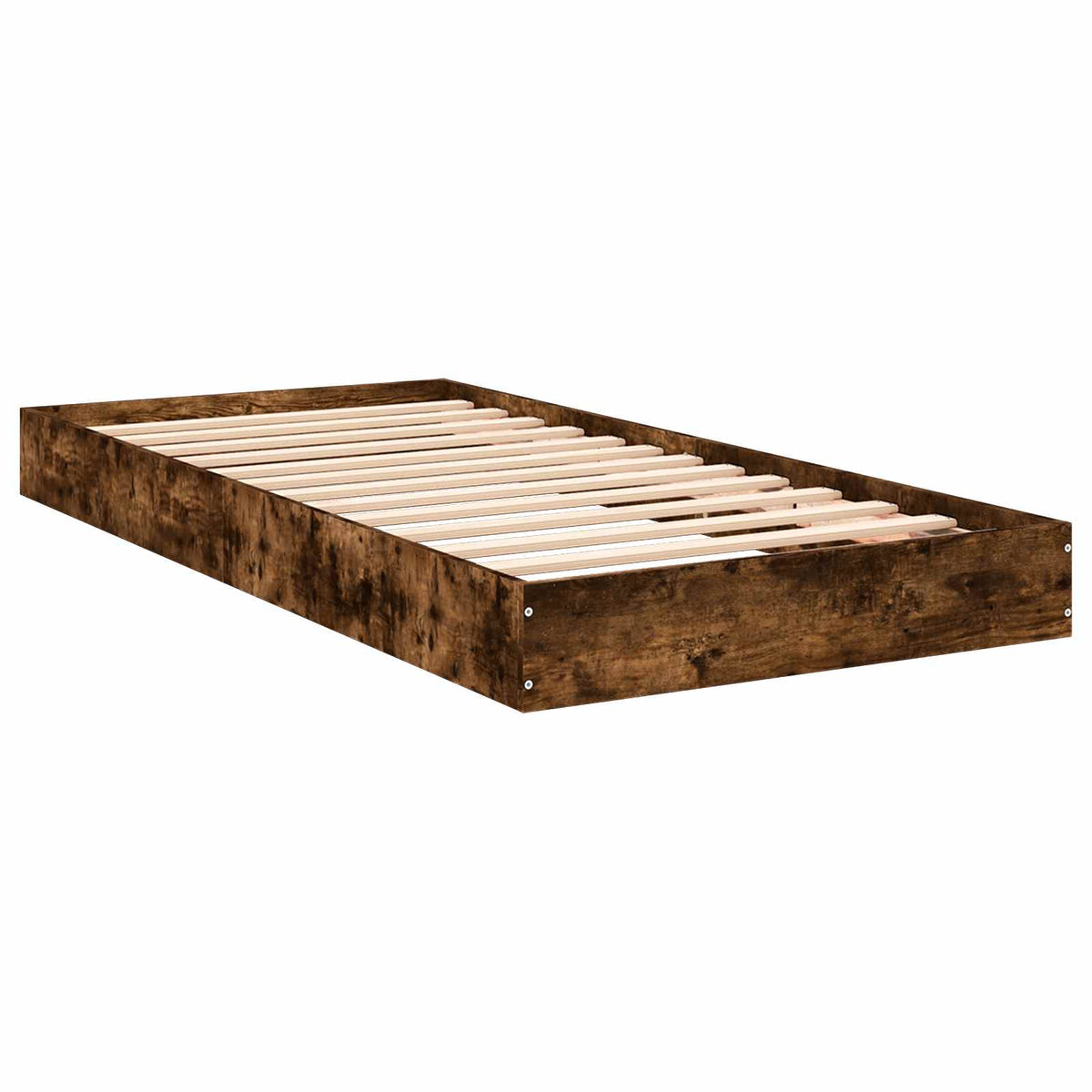 Bed Frame without Mattress Engineered Wood Length 200 cm Height 17 cm Smoked Oak 80 cm
