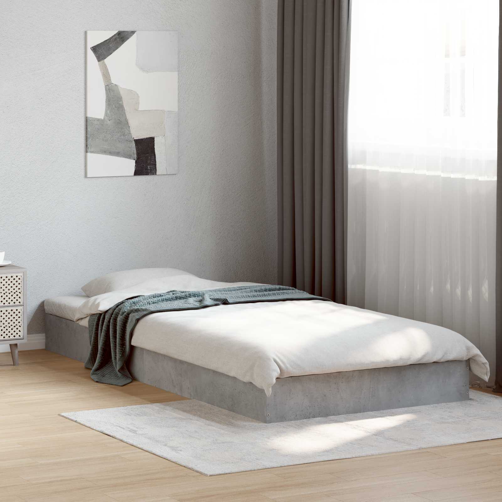 vidaXL Floor Bed Frame Concrete Grey 80 x 200 cm Engineered Wood 1