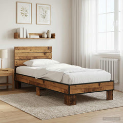 Bed Frame with Headboard 80 x 200 cm Engineered Wood Old wood