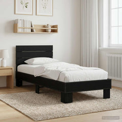 Bed Frame with Headboard 80 x 200 cm Engineered Wood Black oak