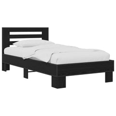Bed Frame with Headboard 80 x 200 cm Engineered Wood Black oak