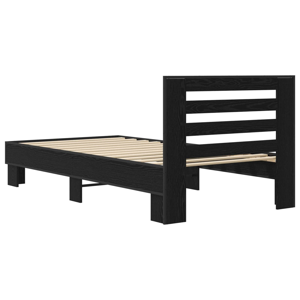 Bed Frame with Headboard 80 x 200 cm Engineered Wood Black oak