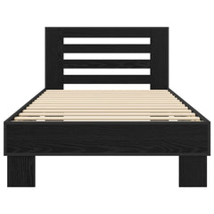 Bed Frame with Headboard 80 x 200 cm Engineered Wood Black oak