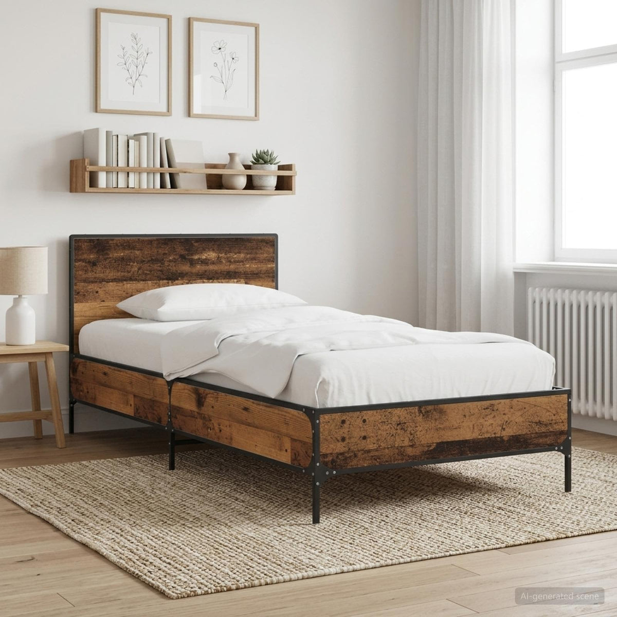 vidaXL Bed Frame with Headboard Old Wood 80 x 200 cm Engineered Wood 1